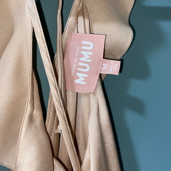 Show Me Your Mumu - Samantha Ruffle Wrap Dress - Champagne Luxe Satin Medium - Picture 3 of 8